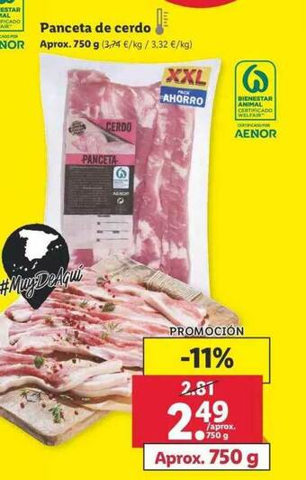 Lidl Panceta De Cerdo 750g oferta