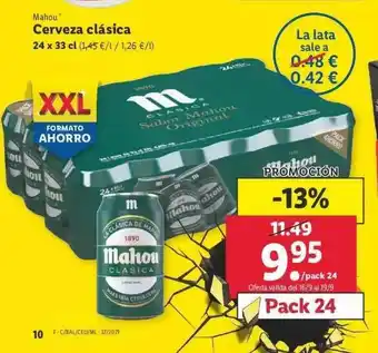 Lidl Mahou Cerveza Clásica 24x33cl oferta