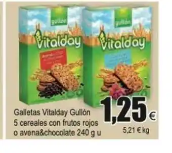 FROIZ Galletas Vitalday Gullón 5 Cereales Con Frutos Rojos O Avena&chocolate 240g u oferta