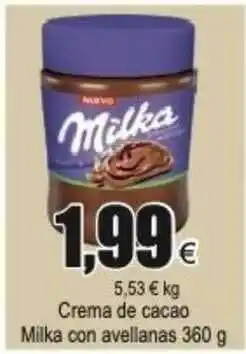 FROIZ Crema De Cacao Milka Con Avellanas 360g oferta