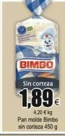 FROIZ Pan Molde Bimbo Sin Corteza 450g oferta