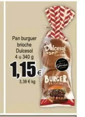 FROIZ Pan Burguer Brioche Dulcesol 4 u 340g oferta
