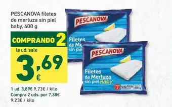 HiperDino Pescanova Filetes De Merluza Sin Piel Baby 400g oferta