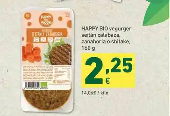 HiperDino Happy Bio Vegurger Seitán Calabaza Zanahoria O Shitake 160g oferta