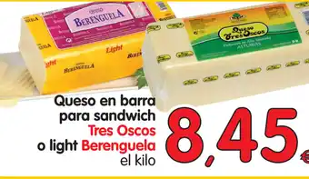 Alimerka Queso en barra para sandwich Tres Oscos o light Berenguela el kilo oferta