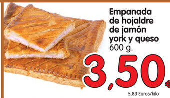 Alimerka Empanada de hojaldre de jamón york y queso 600g oferta