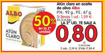 Alimerka Albo Atún claro en aceite de oliva 92 g oferta