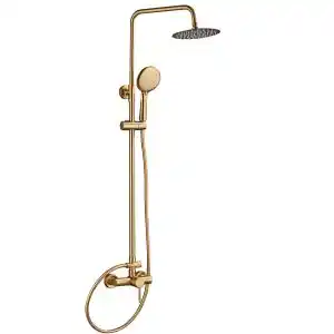 Brico Depôt Barra de ducha monomando redonda dorado cepillado serie ebro - 25cm oferta