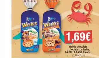 SPAR Weikis chocolate o choclate con leche, La Bella Easo, 6 unds. oferta