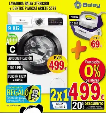 Kyoto electrodomésticos Lavadora Balay 3TS993BD + Centre Planxat Ariete 5579 oferta