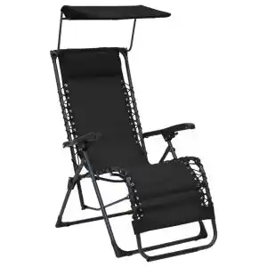 Brico Depôt Vidaxl tumbona plegable de textilene negro oferta