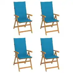 Brico Depôt Vidaxl sillas de jardín 4 unidades madera maciza de teca cojines azul oferta