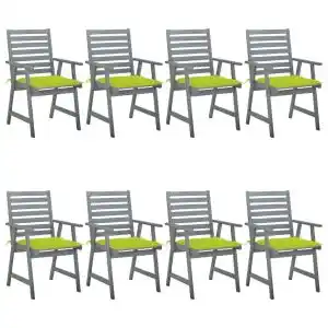 Brico Depôt Vidaxl sillas de comedor jardín 8 uds madera maciza acacia con cojines oferta