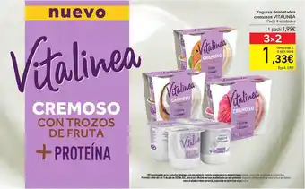 Carrefour Yogures Desnatados Cremosos Vitalinea Pack 4 Unidades oferta
