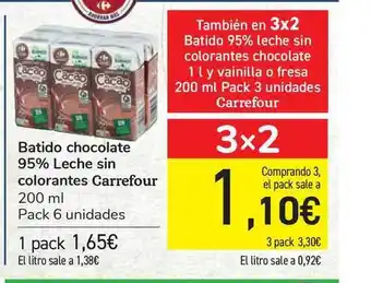 Carrefour Batido Chocolate 95% Leche Sin Colorantes Carrefour 200ml oferta