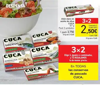 Carrefour Atún Claro En Aceite De Oliva Cuca 67g ∕ En Todas Las Conservas De Pescado Cuca oferta