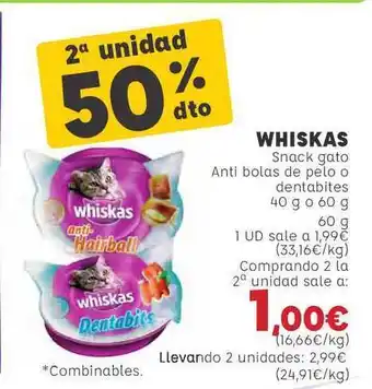 Whiskas Snack Gato Anti Bolas De Pelo O Dentanites 40g O 60g