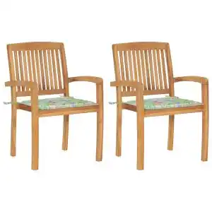 Brico Depôt Vidaxl sillas de jardín 2 uds madera teca con cojines estampado hojas oferta