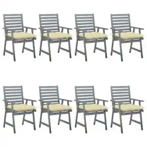 Brico Depôt Vidaxl sillas de comedor jardín 8 uds madera maciza acacia con cojines oferta