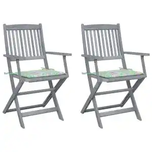 Brico Depôt Vidaxl sillas de jardín plegables 2 uds madera maciza acacia y cojines oferta