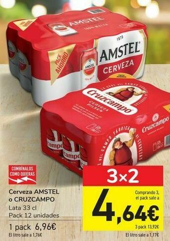 Carrefour Cerveza amstel o cruzcampo oferta