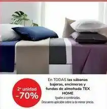 Carrefour En todas las sábanas bajeras, encimeras y fundas de almohadas tex home oferta