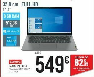 Carrefour Lenovo portátil ip3 14itl6 oferta