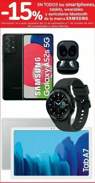 Carrefour En todos los smartphones, tablets, wearables y auriculares bluetooth de la marca samsung oferta