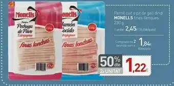 Condis Jamón cocido o pechuga de pavo monells finas lonchas 230 g oferta