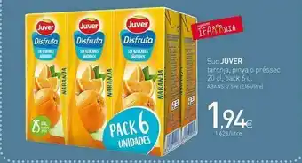 Condis Zumo juver naranja, piña o melocotón 20 cl, pack 6 u. oferta