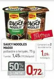 Condis Saucy noodles maggi pollo o teriyaki, 75 g oferta