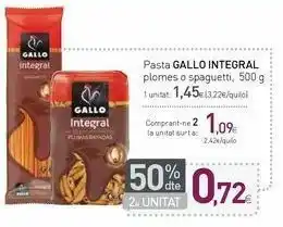 Condis Pasta gallo integral plumas o spaguetti, 500 g oferta