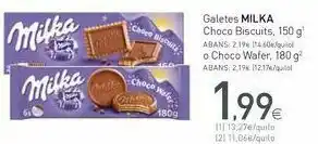 Condis Galletas milka choco biscuits, 150 g o choco wafer, 180 g oferta