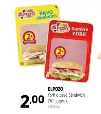 Coviran ELPOZO York o pavo Sándwich oferta