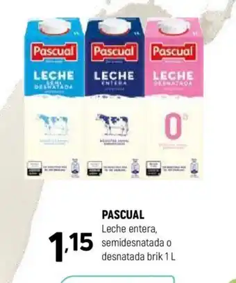 Coviran PASCUAL Leche entera, semidesnatada o desnatada brik 1 L oferta