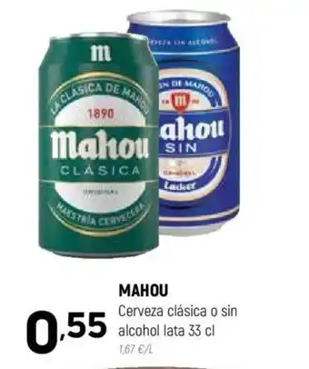 Coviran MAHOU Cerveza clásica o sin alcohol lata 33 cl oferta