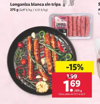 Lidl Longaniza blanca sin tripa oferta