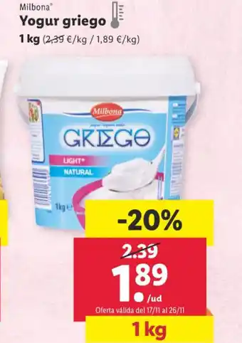 Lidl Yogur griego oferta
