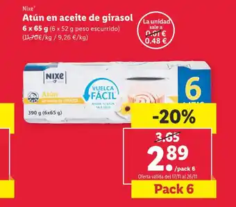 Lidl Atún en aceite de girasol oferta