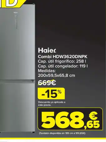 Carrefour Haier Combi HDW3620DNPK oferta