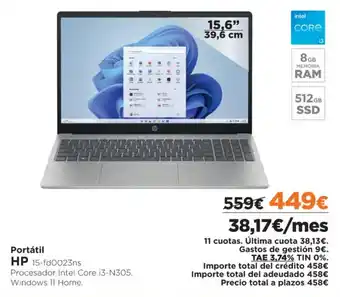 El Corte Inglés Portátil HP oferta