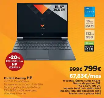 El Corte Inglés Portátil Gaming HP oferta