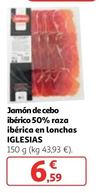 Alcampo Jamón de cebo ibérico 50% raza ibérica en lonchas IGLESIAS oferta