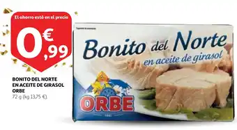 Alcampo BONITO DEL NORTE EN ACEITE DE GIRASOL ORBE oferta