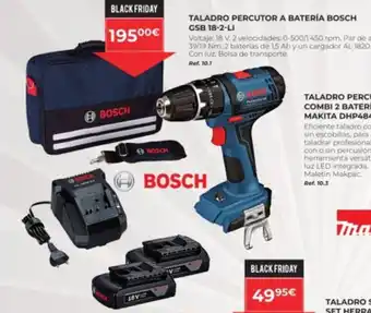 Coferdroza TALADRO PERCUTOR A BATERÍA BOSCH GSB 18-2-LI oferta
