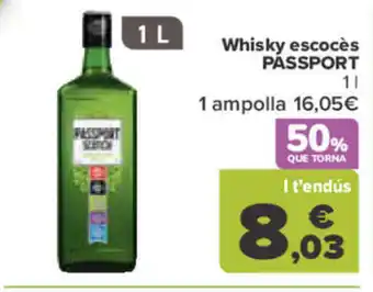 Carrefour Whisky escocès PASSPORT oferta
