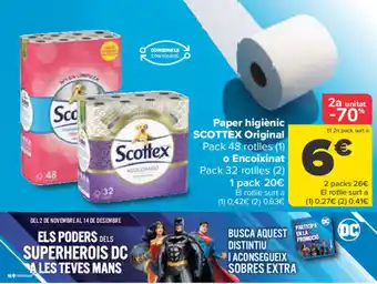 Carrefour Paper higiènic SCOTTEX Original Pack 48 rotlles (1) oferta
