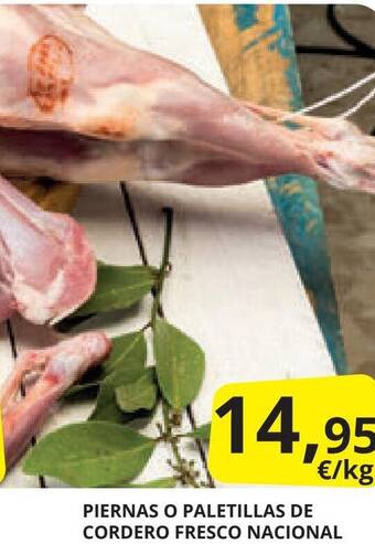 Supermercados MAS PIERNAS O PALETILLAS DE CORDERO FRESCO NACIONAL oferta
