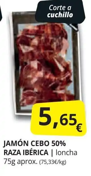 Supermercados MAS JAMÓN CEBO 50% RAZA IBÉRICA oferta