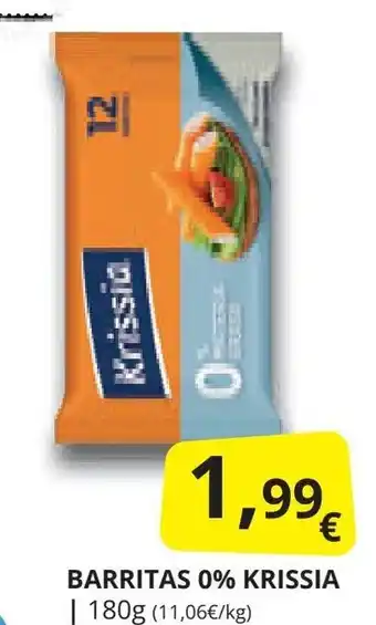 Supermercados MAS BARRITAS 0% KRISSIA | 180g (11,06€/kg) oferta